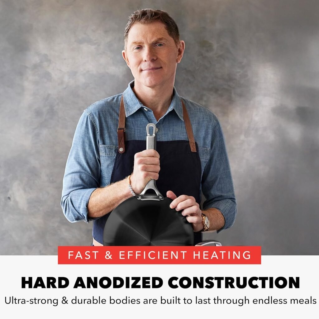 GreenPan x Bobby Flay 10” & 12” Hard Anodized Ceramic Nonstick Frying Pan Set, PFAS-Free, Induction Compatible Skillets, Oven & Broiler Safe to 600˚F, Dishwasher Safe, Black